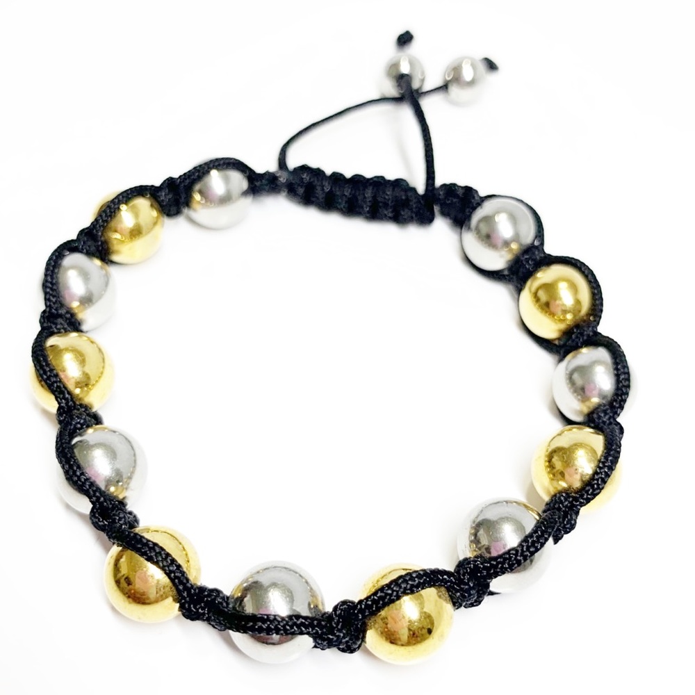Shamballa Men Silver Gold Metal Ball Bracelet